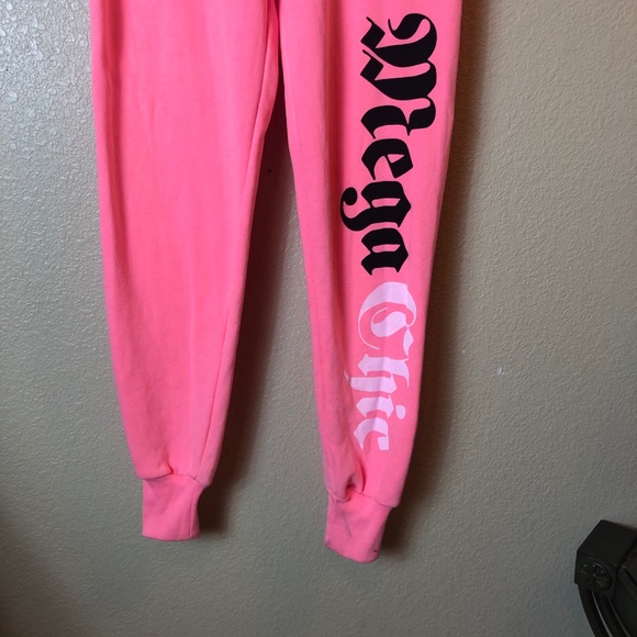 Wildfox || NEW Mega Chic Neon Pink Sweatpants - Picture 3 of 9